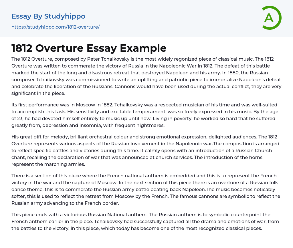 1812 Overture Essay Example