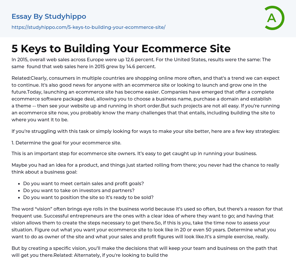 5 Keys to Building Your Ecommerce Site Essay Example