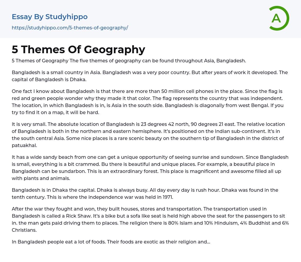 5 Themes Of Geography Essay Example
