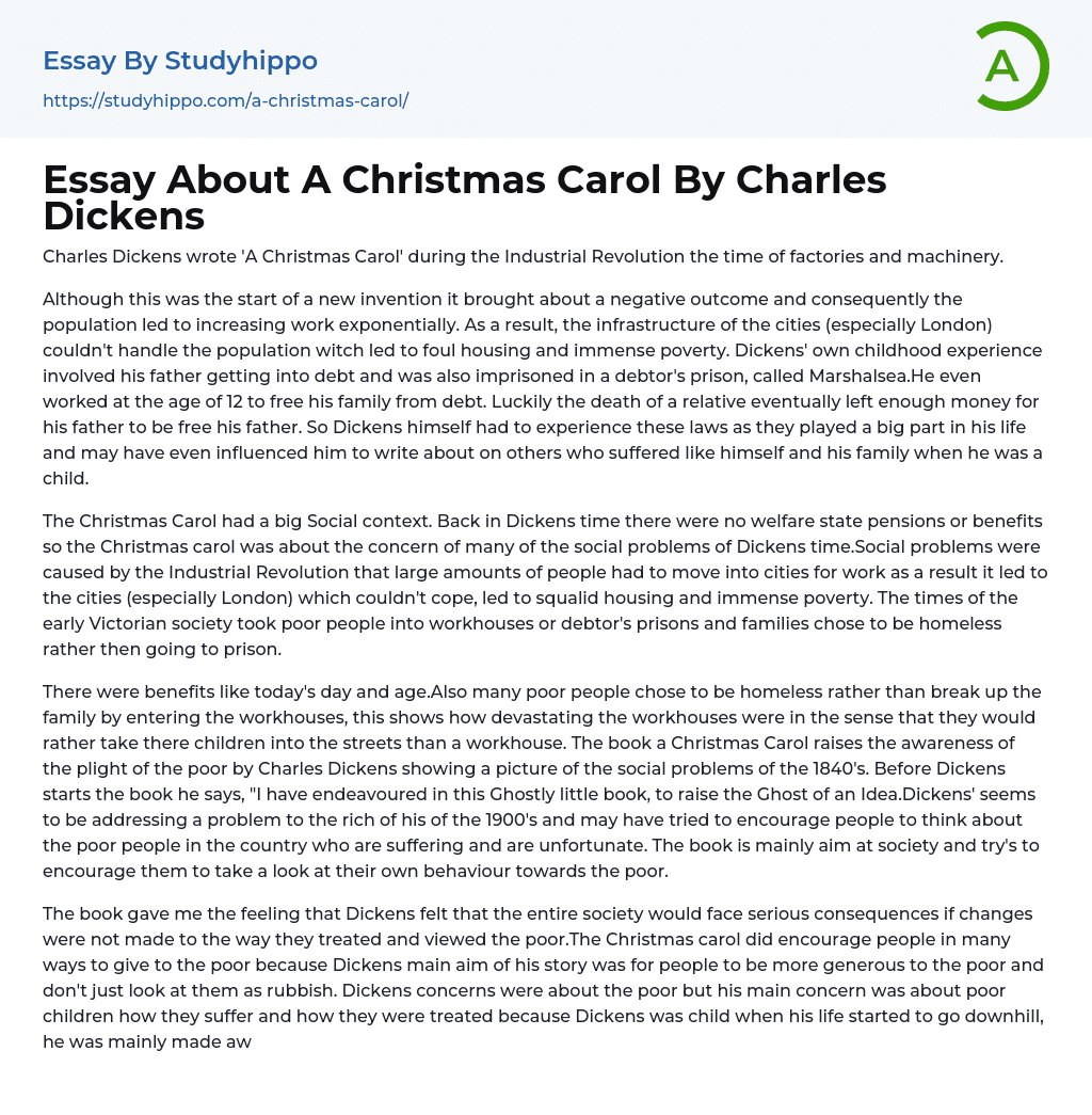 Essay About A Christmas Carol By Charles Dickens