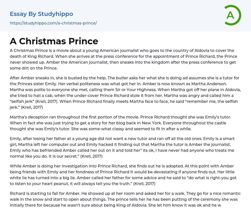 A Christmas Prince Essay Example