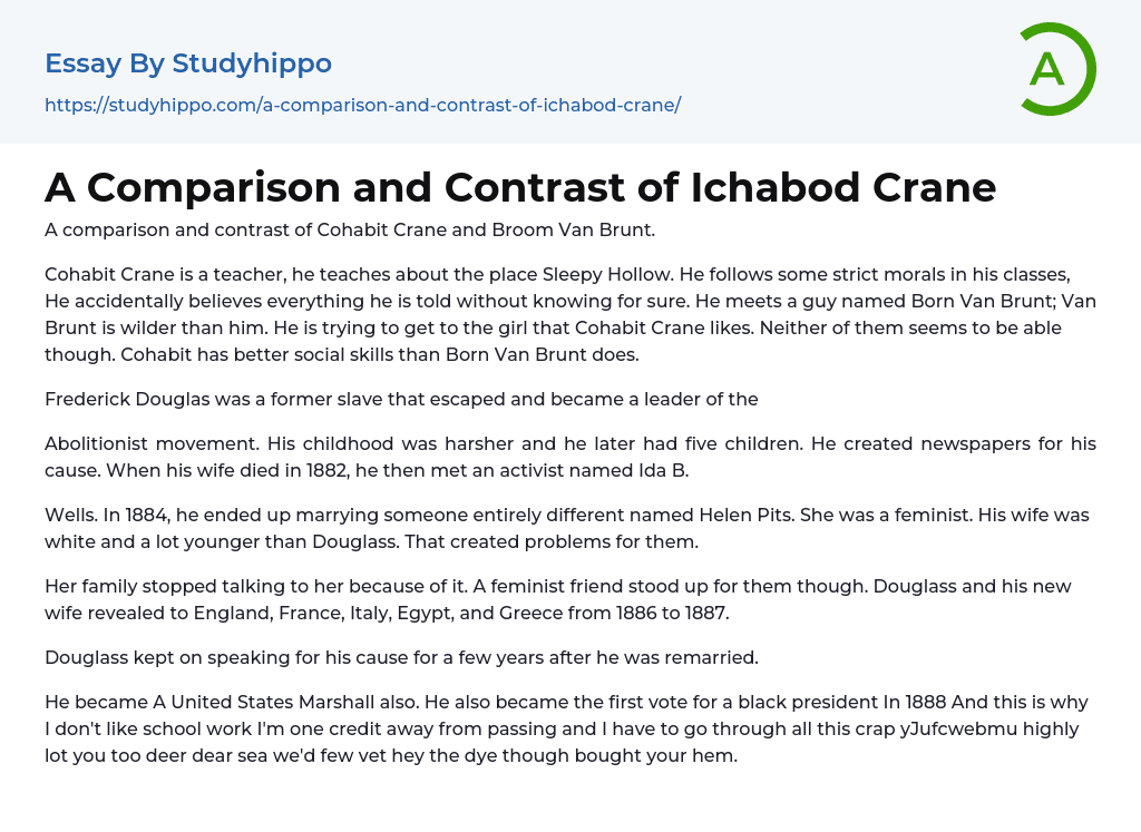 A Comparison and Contrast of Ichabod Crane Essay Example