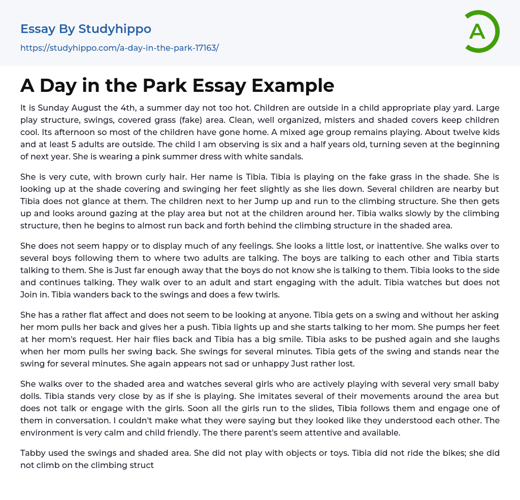 my day at the park essay