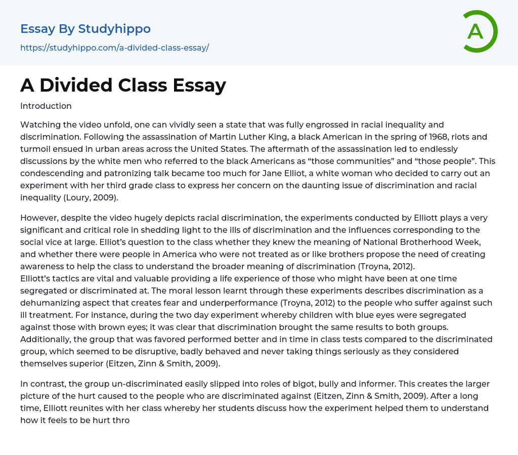 A Divided Class Essay