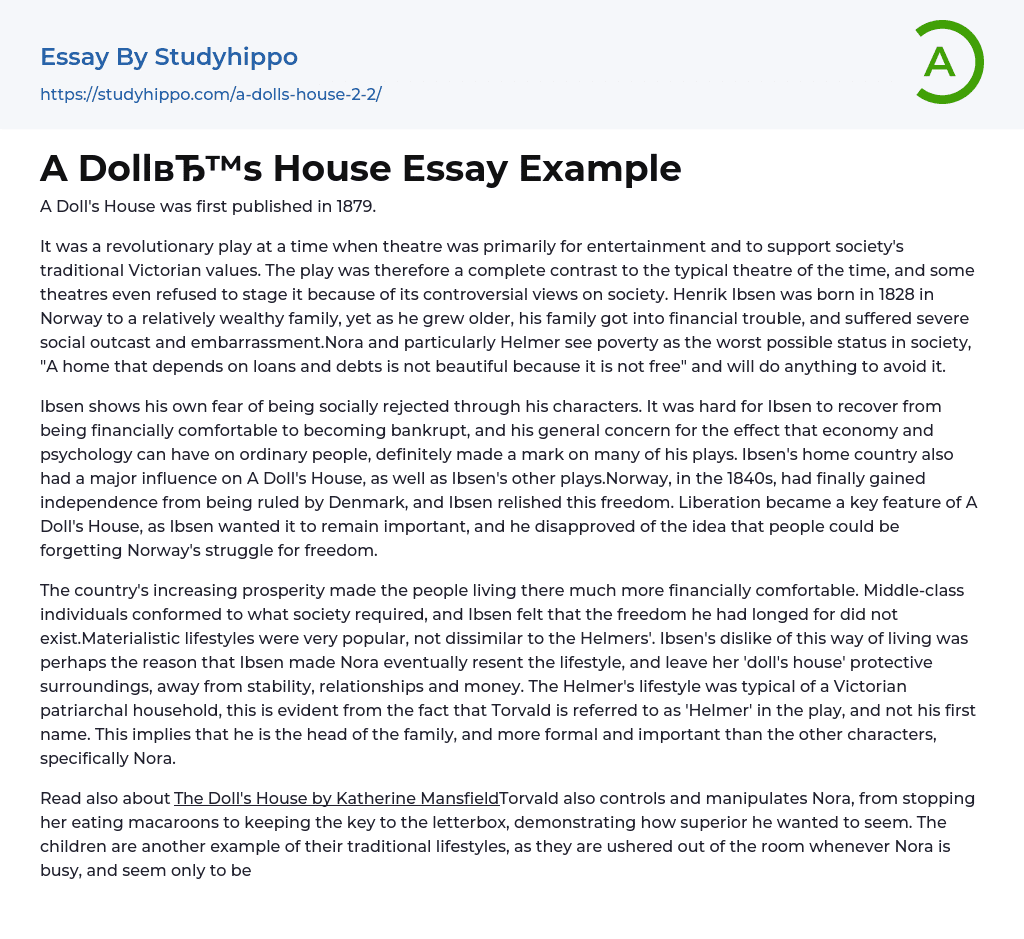 A Doll’s House Essay Example