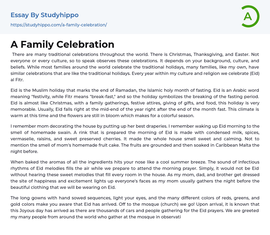 A Family Celebration Essay Example