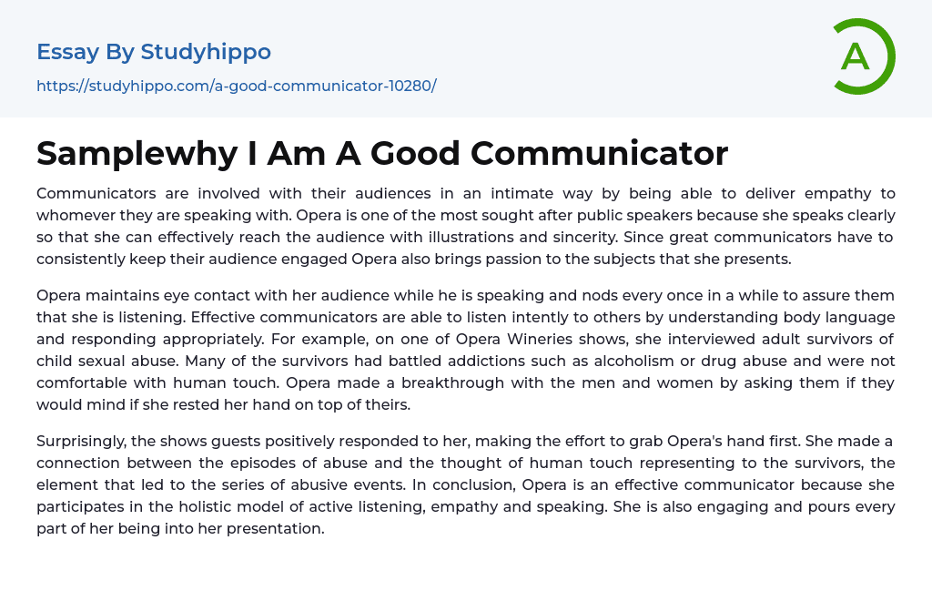 Samplewhy I Am A Good Communicator Essay Example