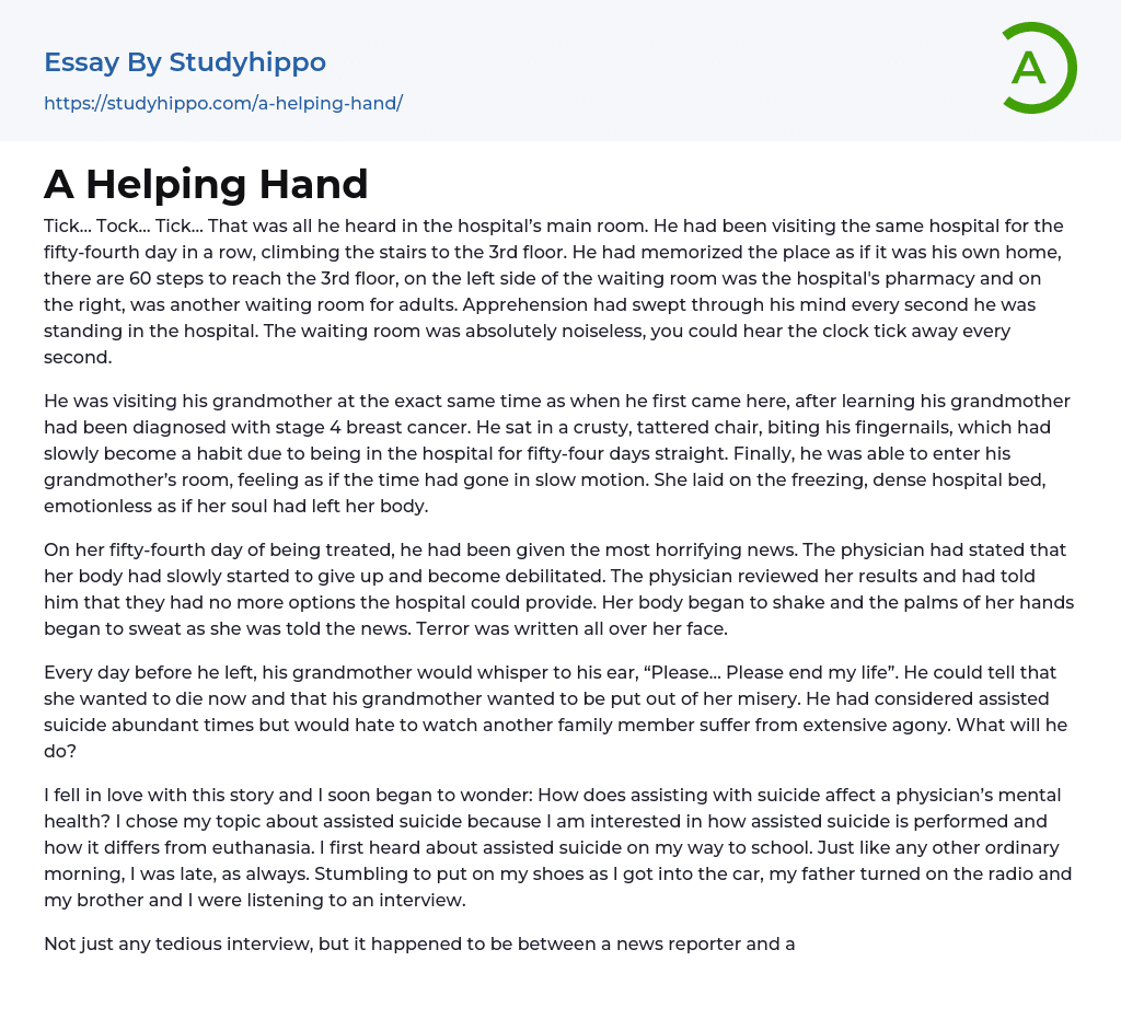 essay on topic helping hand