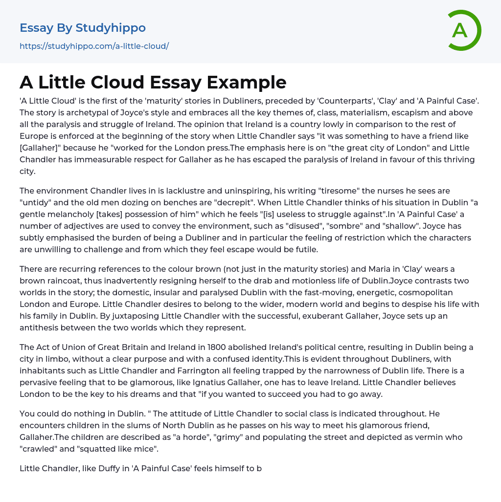 A Little Cloud Essay Example