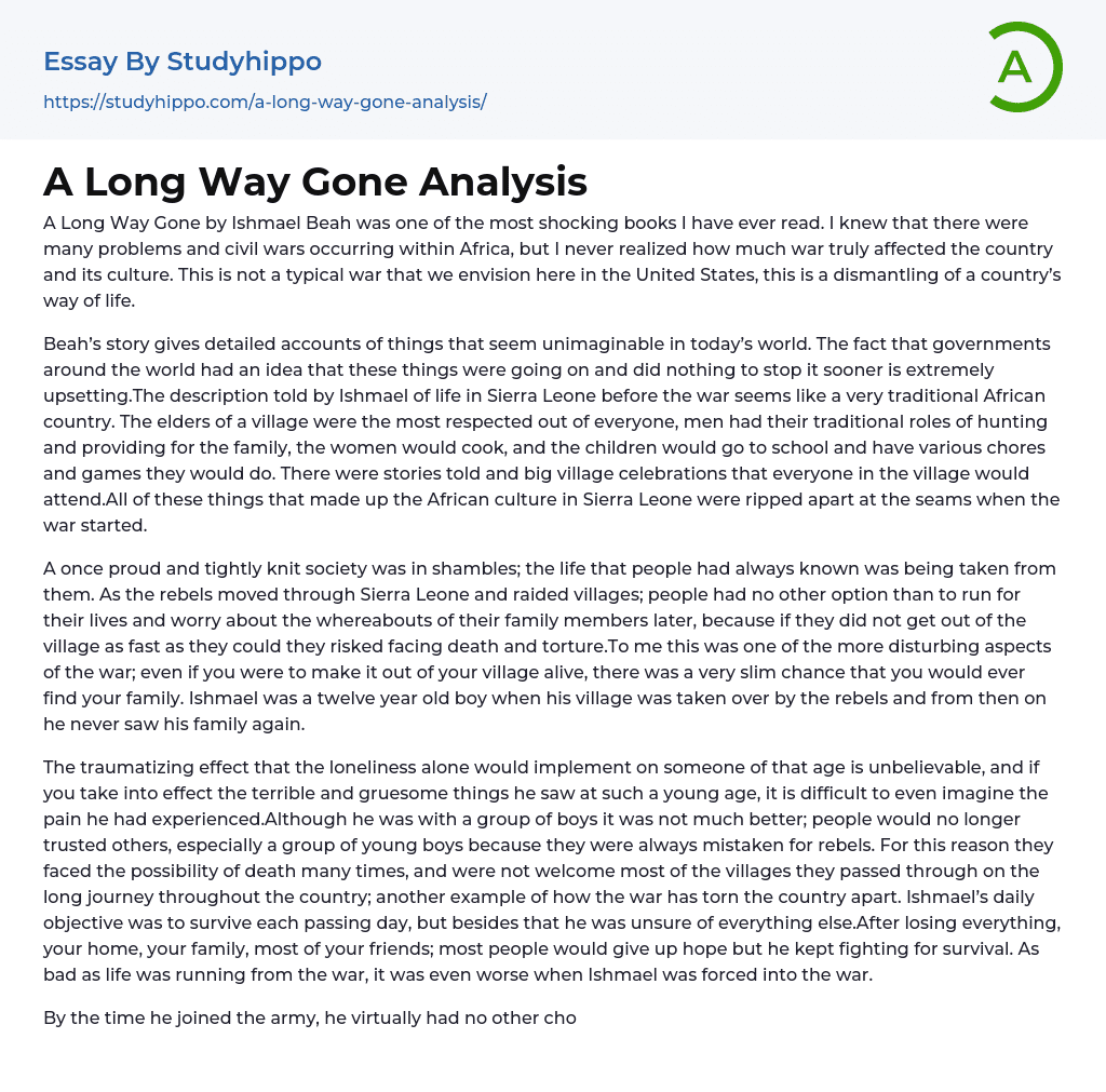 essay about a long way gone