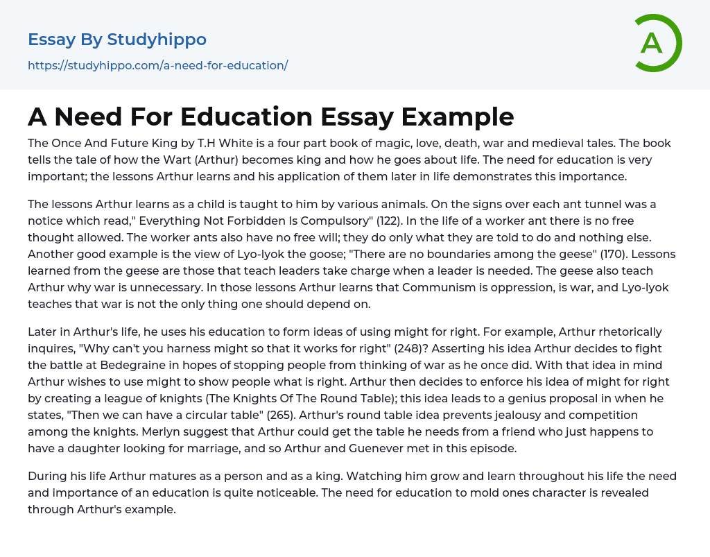 A Need For Education Essay Example