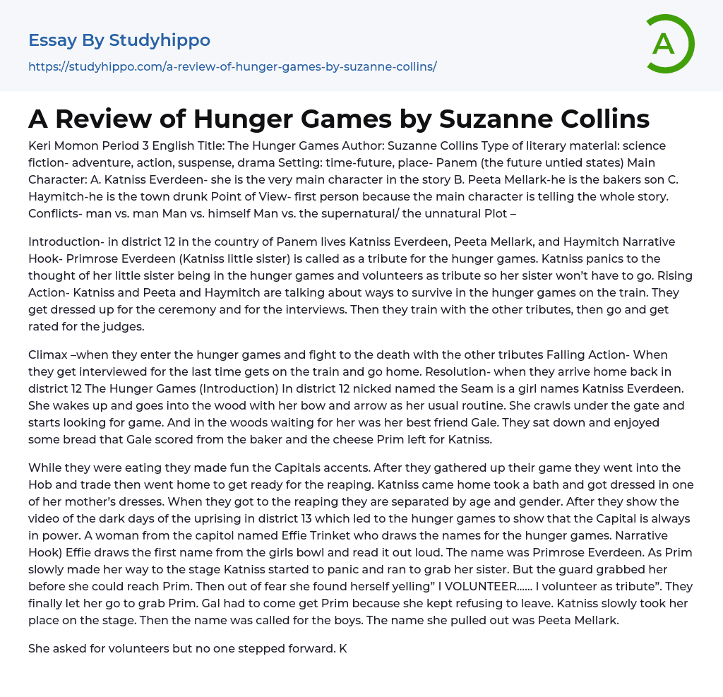 the hunger games opinion essay