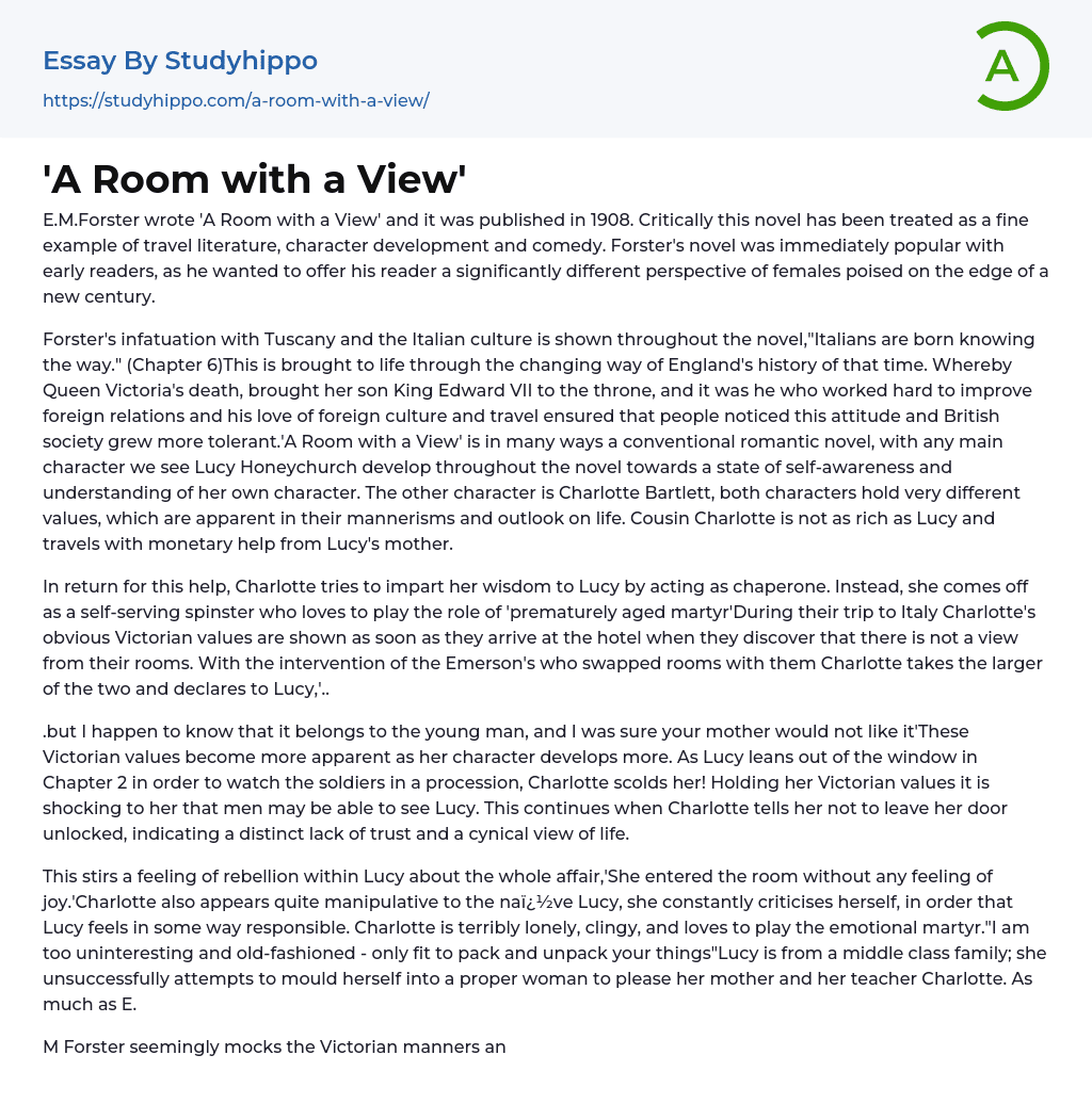 A Room with a View’ Essay Example