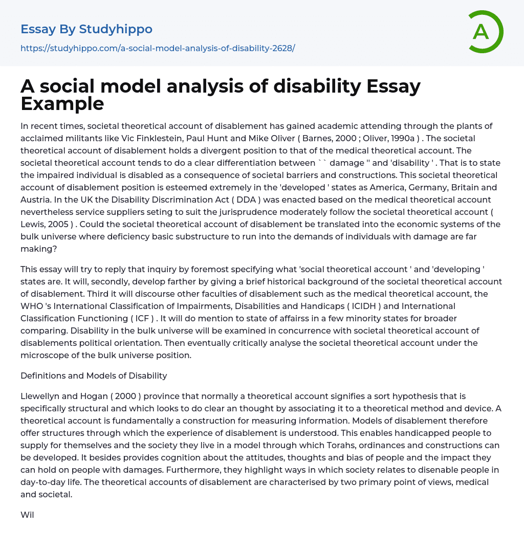 essay on the disability