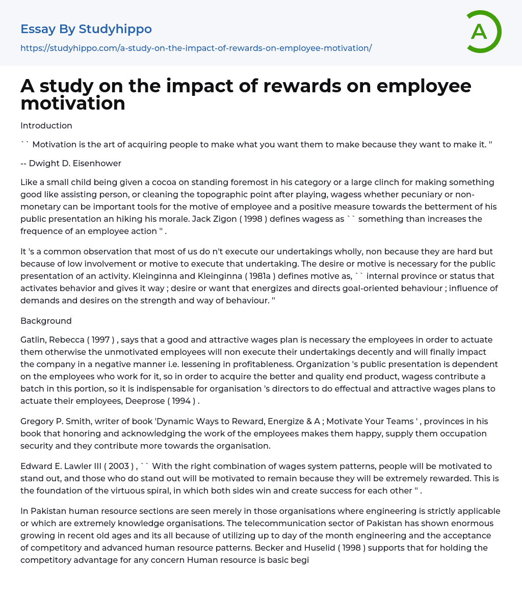 essay on rewards