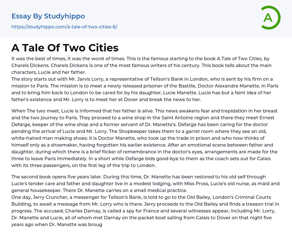 A Tale Of Two Cities Essay Example