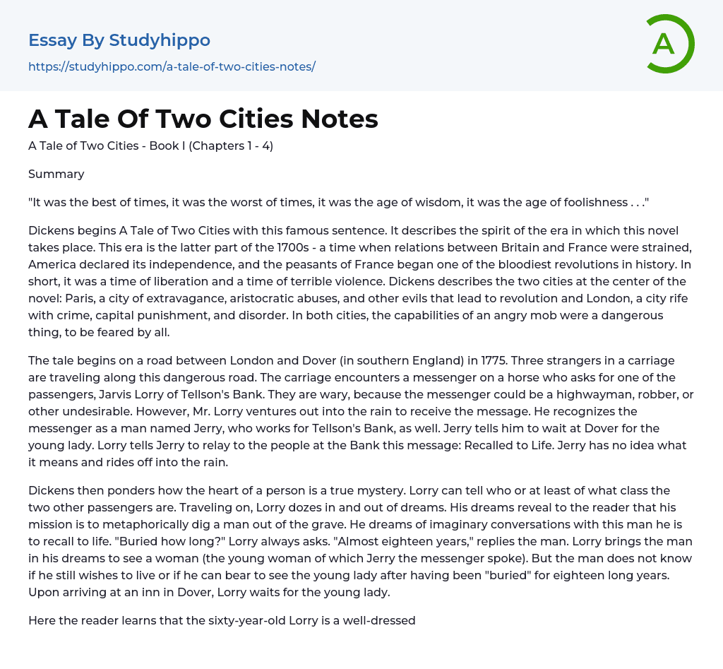 tale of two cities essay