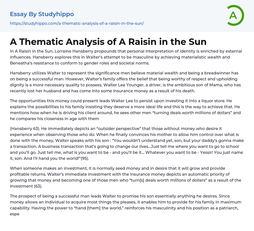 conclusion for raisin in the sun essay