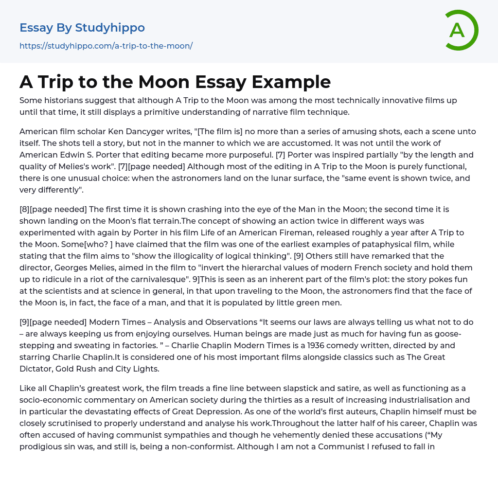 A Trip to the Moon Essay Example