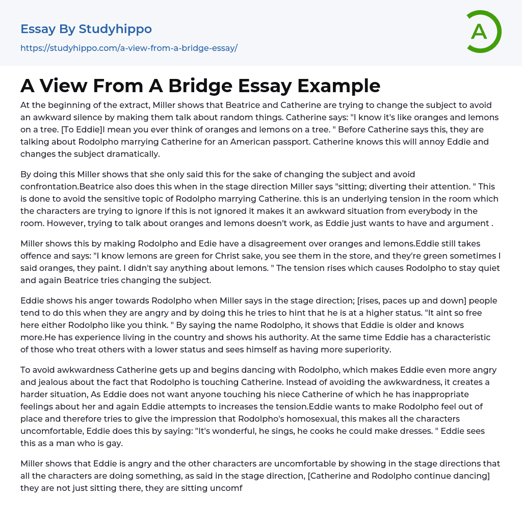 A View From A Bridge Essay Example