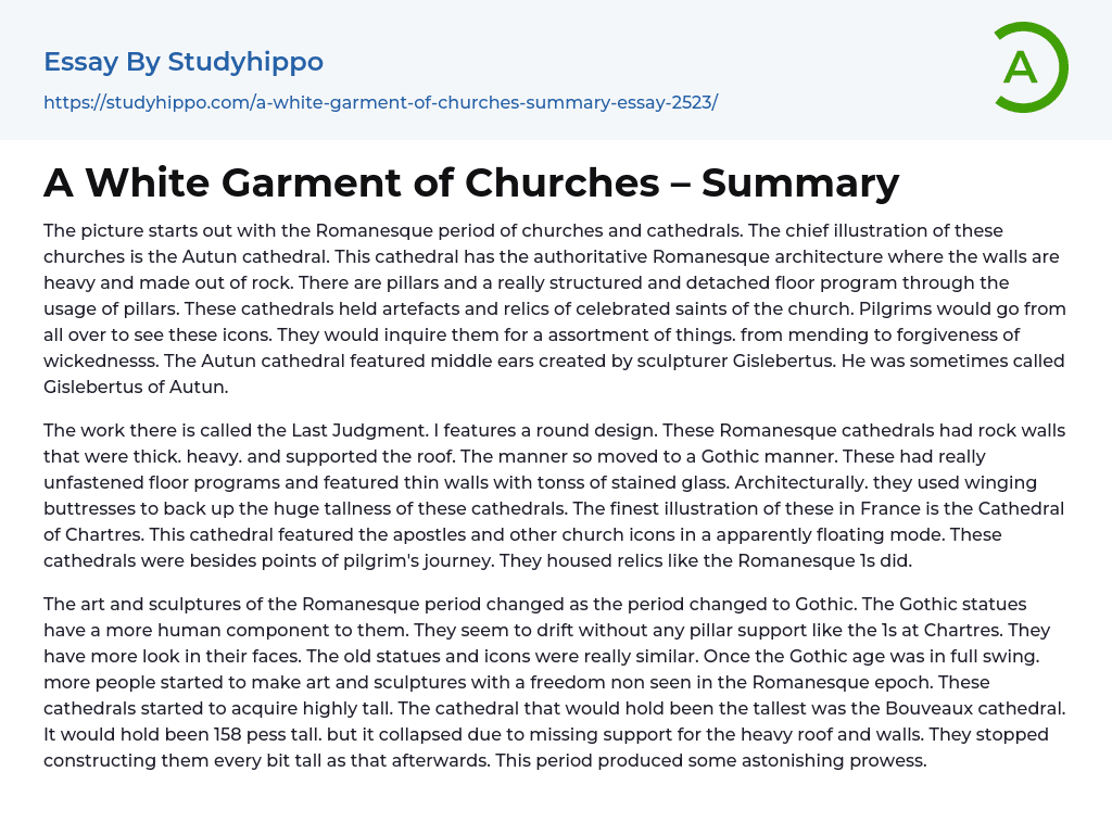 A White Garment of Churches – Summary Essay Example