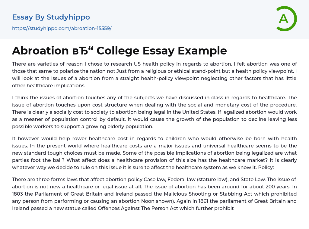 Abroation College Essay Example