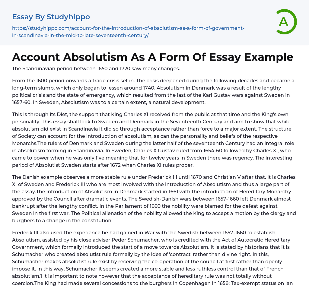 Account Absolutism As A Form Of Essay Example
