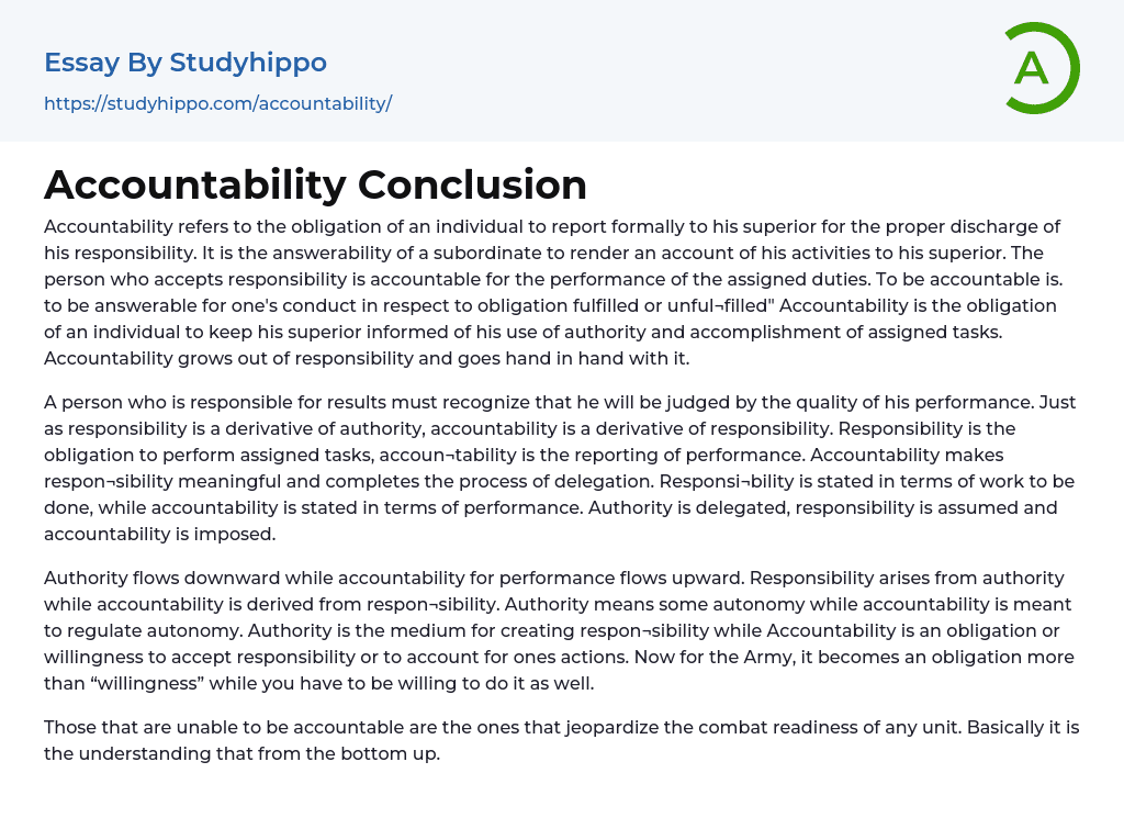 Accountability Conclusion Essay Example