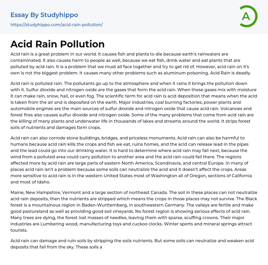 Acid Rain Pollution Essay Example