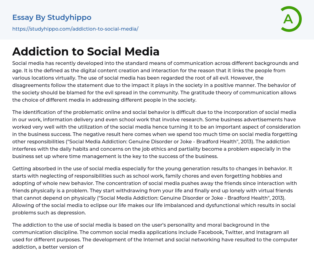 addiction of social media essay 500 words