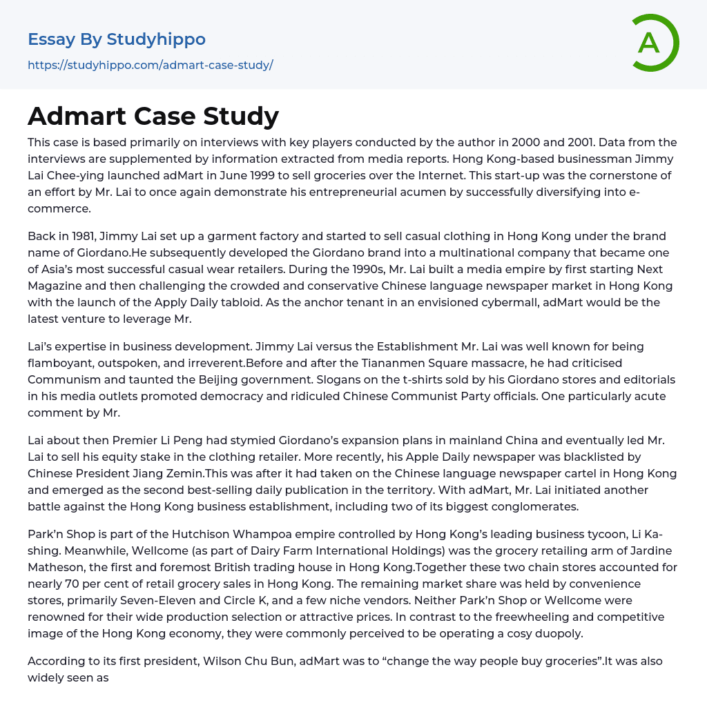 Admart Case Study Essay Example