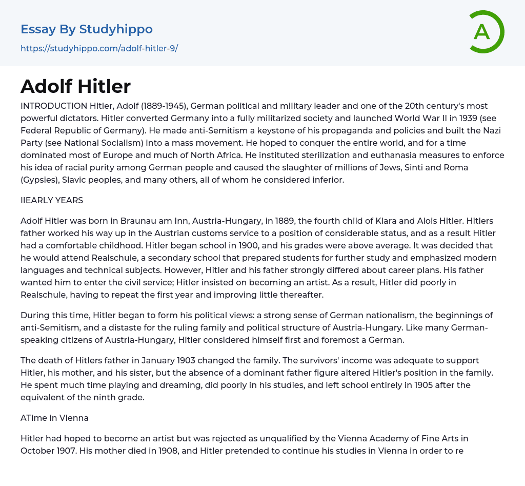 hitler essay prompts