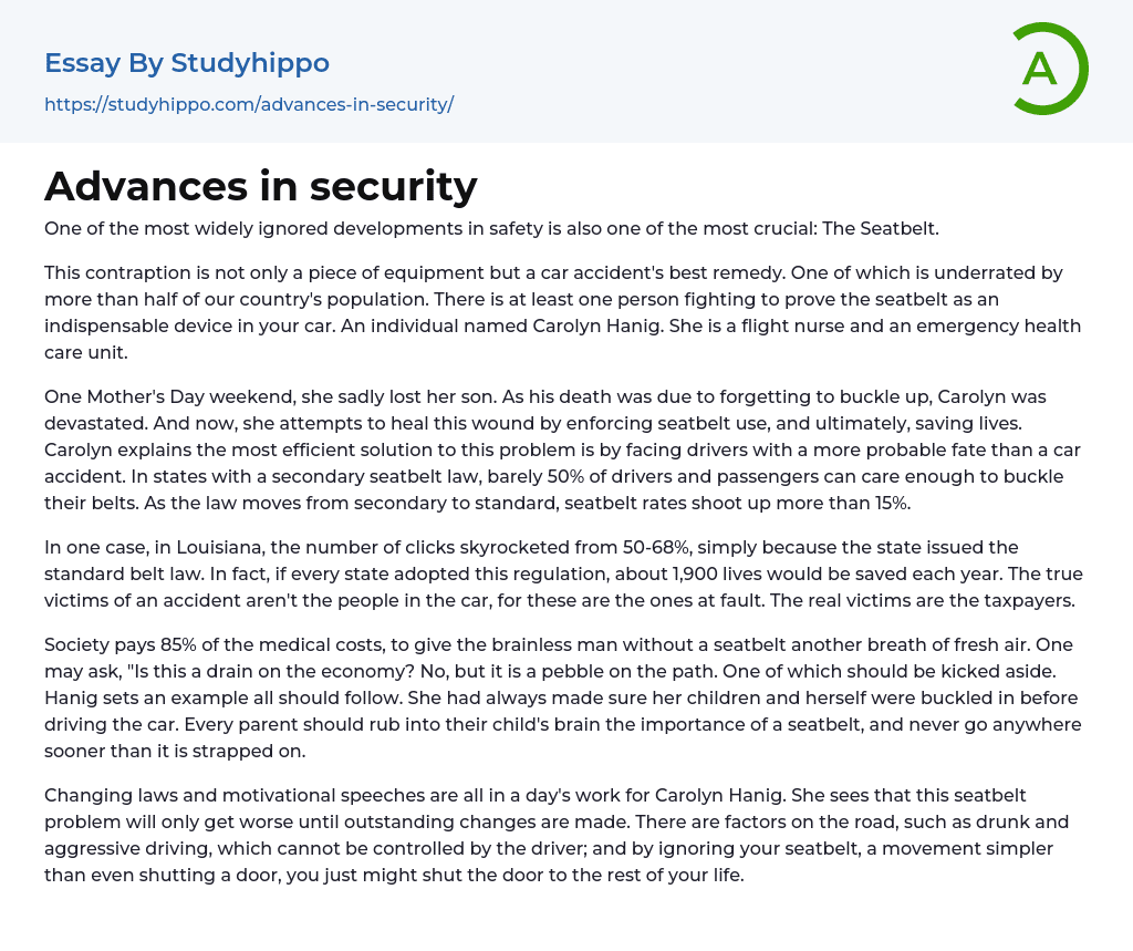 Advances in security Essay Example