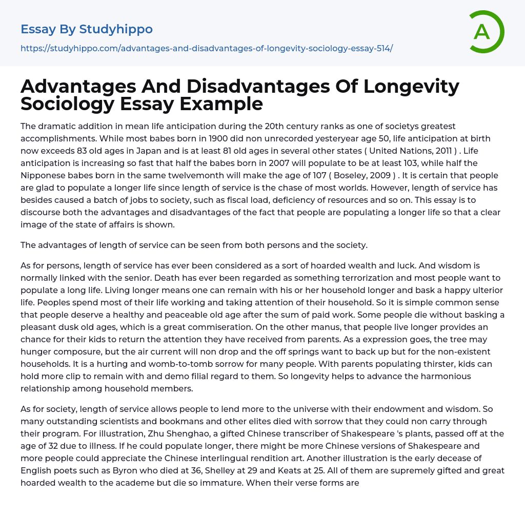 advantages-and-disadvantages-of-longevity-sociology-essay-example