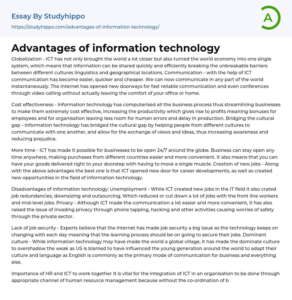 example of information technology essay