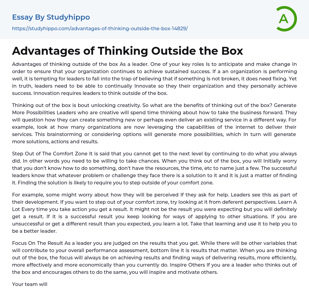 essay about thinking outside the box