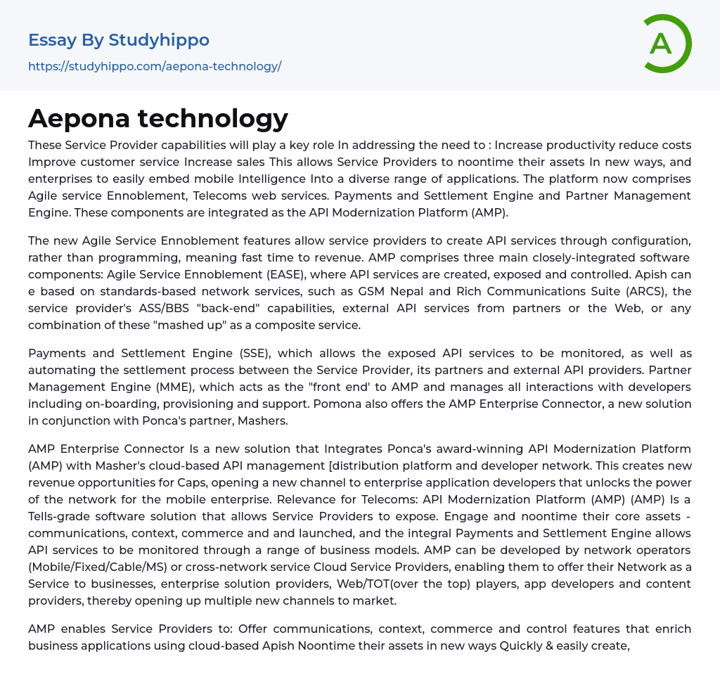 Aepona technology Essay Example