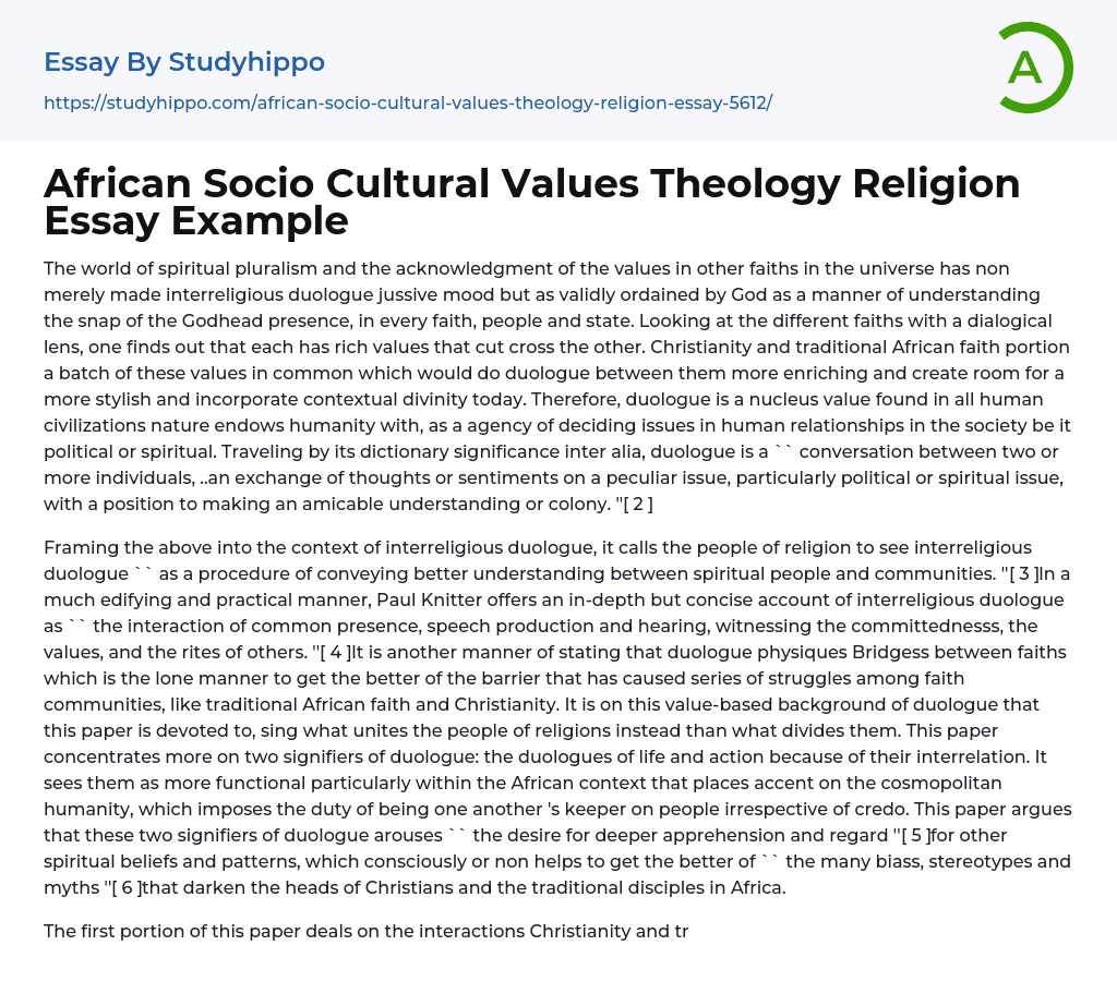 african religion essay examples