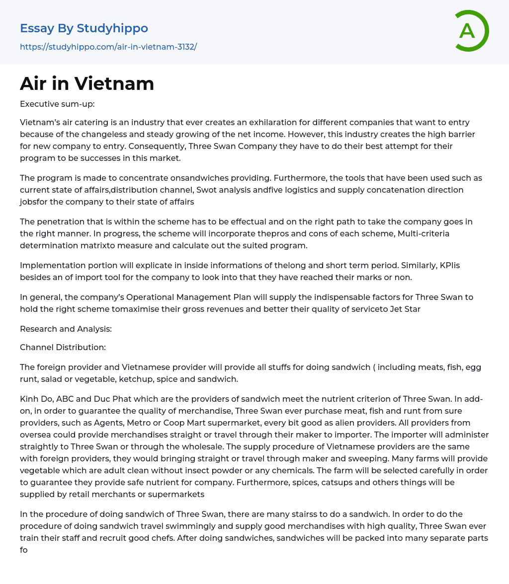 Air in Vietnam Essay Example