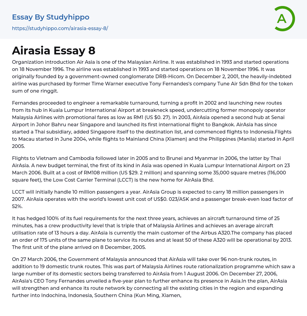 Airasia Essay 8
