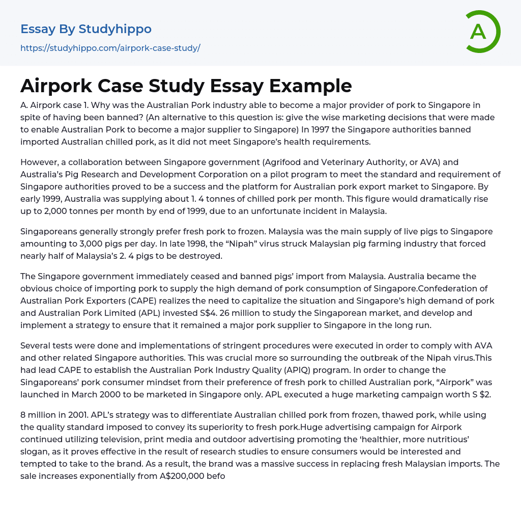 Airpork Case Study Essay Example