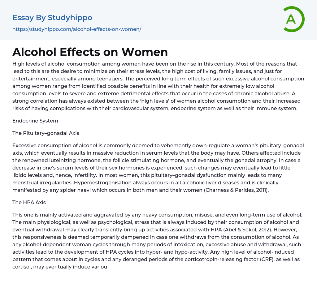 Alcohol Effects on Women Essay Example