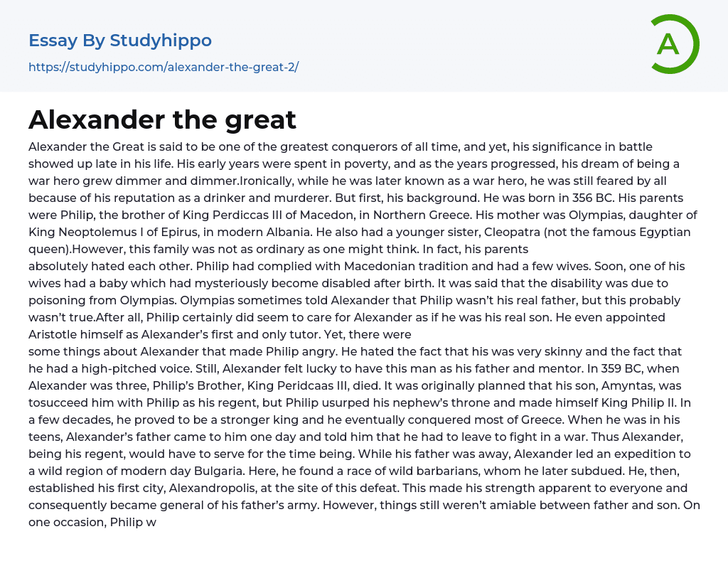 Alexander the great Essay Example