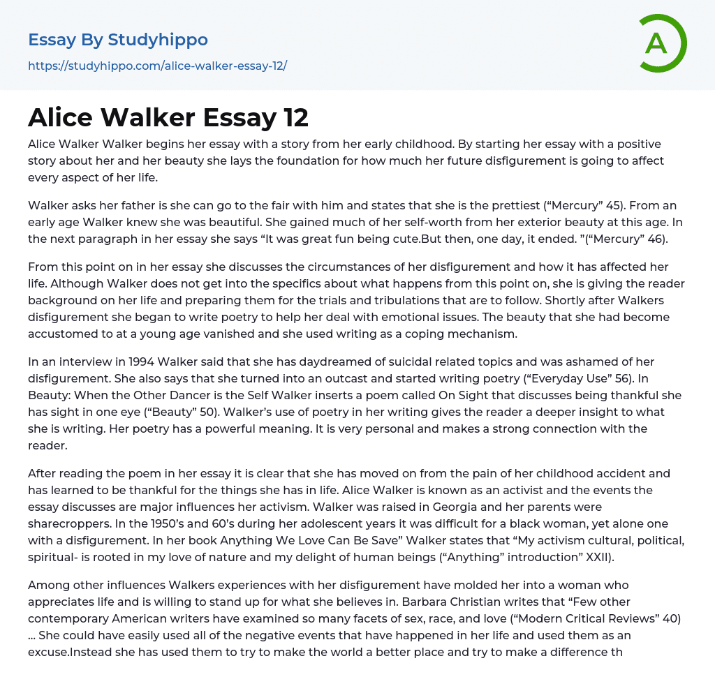 Alice Walker Essay 12