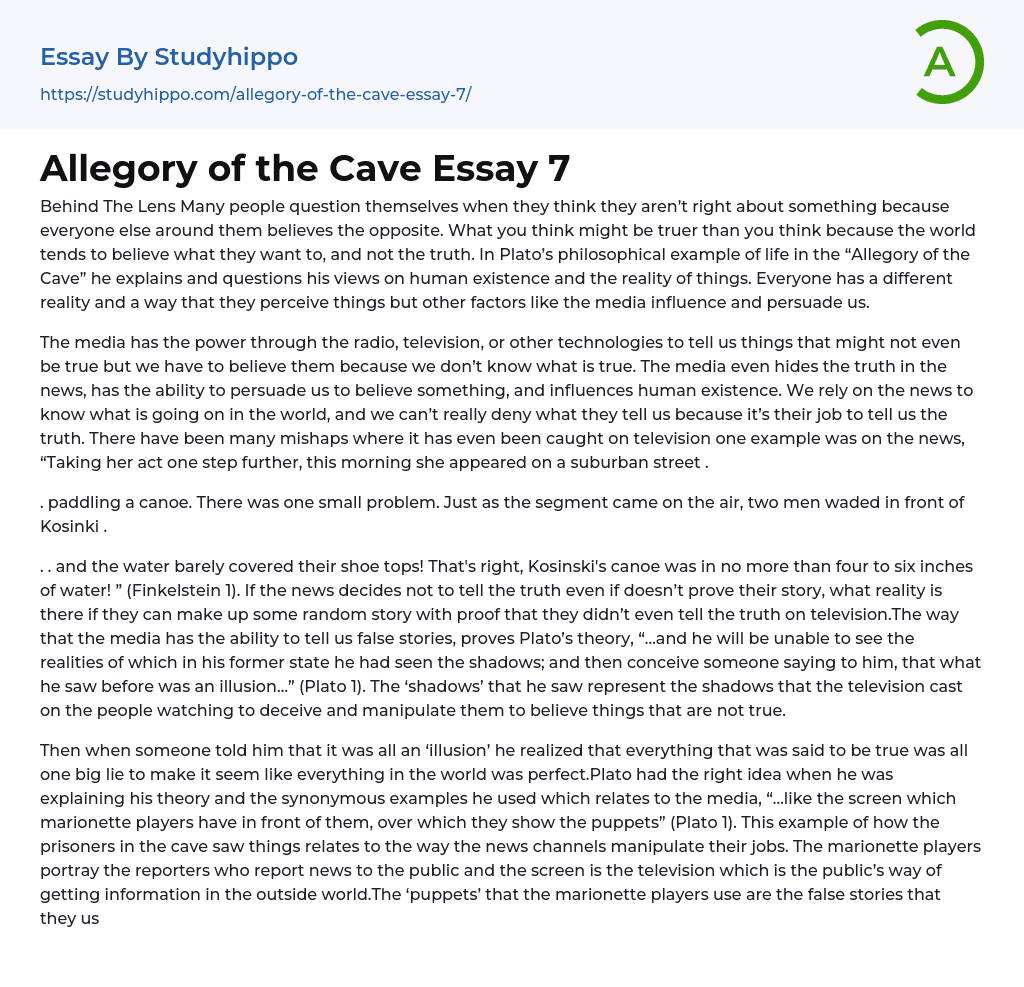 Allegory of the Cave Essay 7