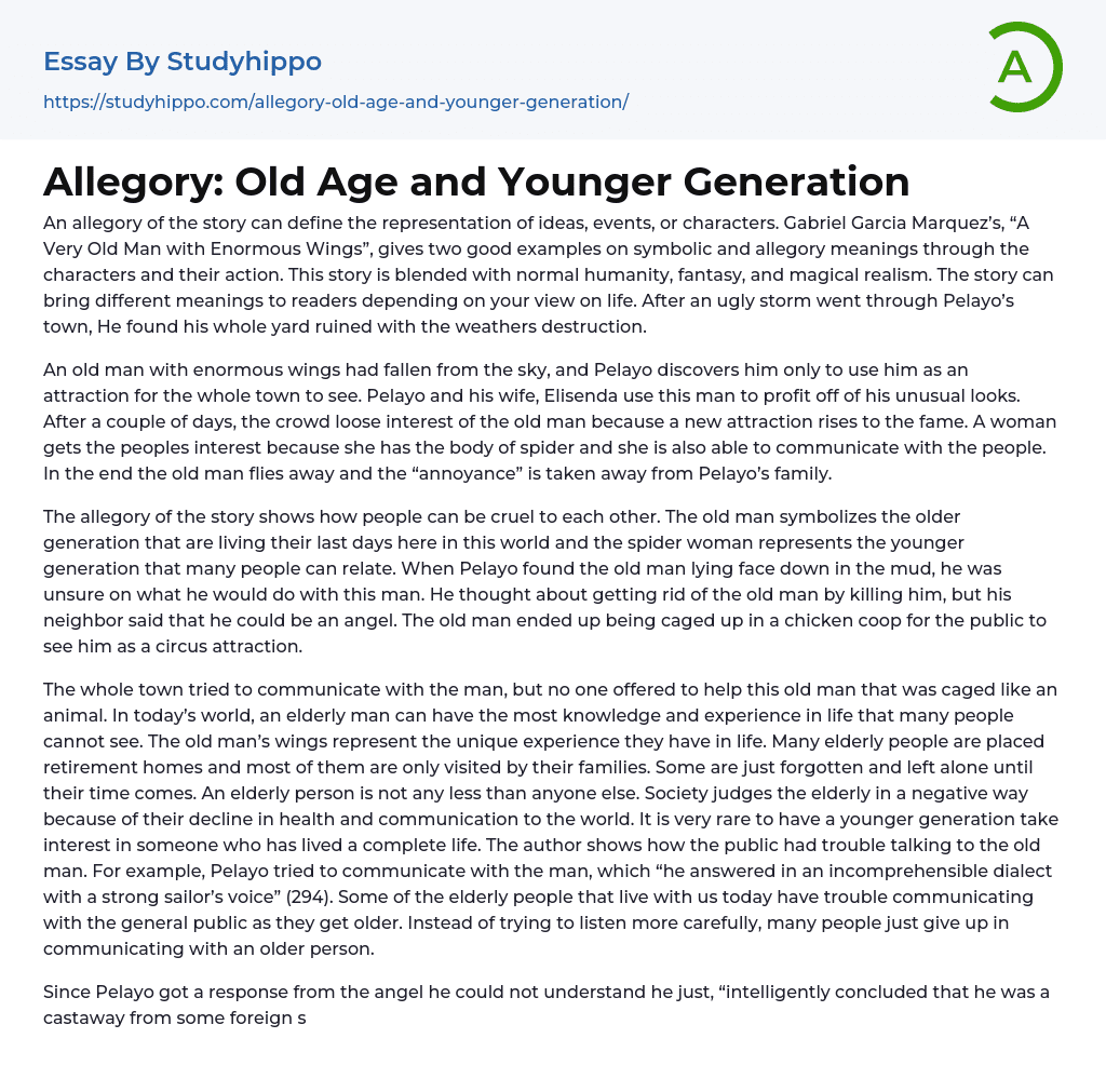 Allegory: Old Age and Younger Generation Essay Example