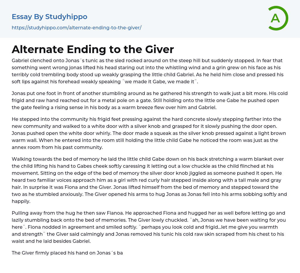 Alternate Ending to the Giver Essay Example
