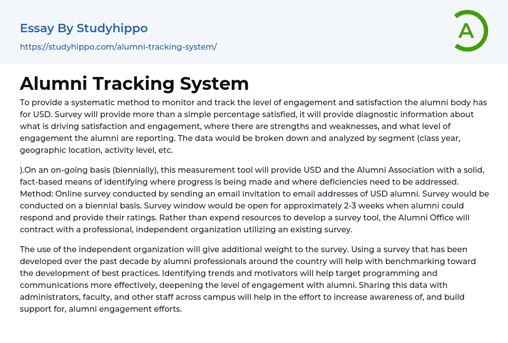 Alumni Tracking System Essay Example