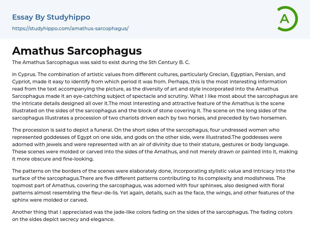 Amathus Sarcophagus Essay Example