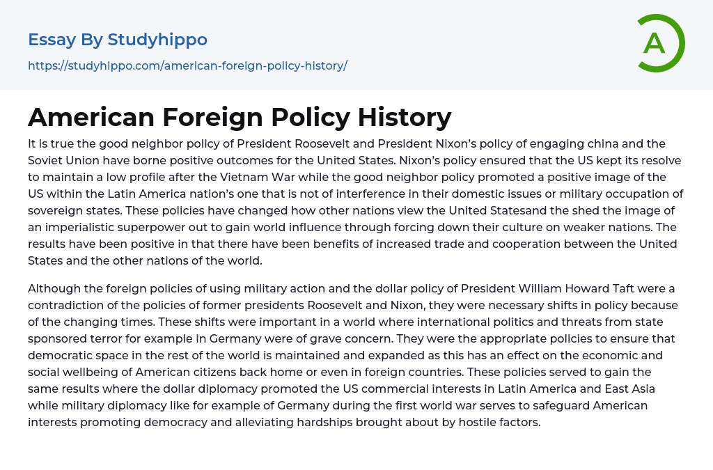 American Foreign Policy History Essay Example
